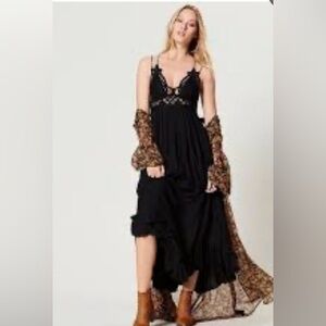 Free People One Adella Black Maxi Slip Dress Final Price discounted shipping